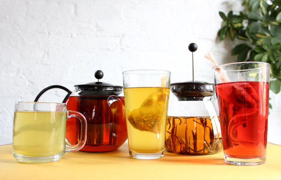 A picture showing the various types of tea