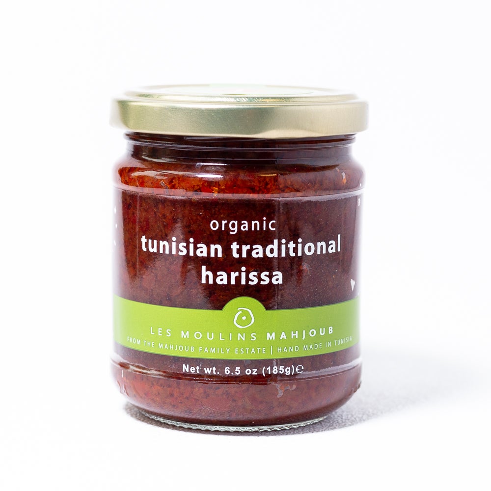 A photo of a jar of Mahjoub Traditional Harissa.