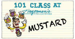 an image that reads Mustard and has a man juggling jars of mustard
