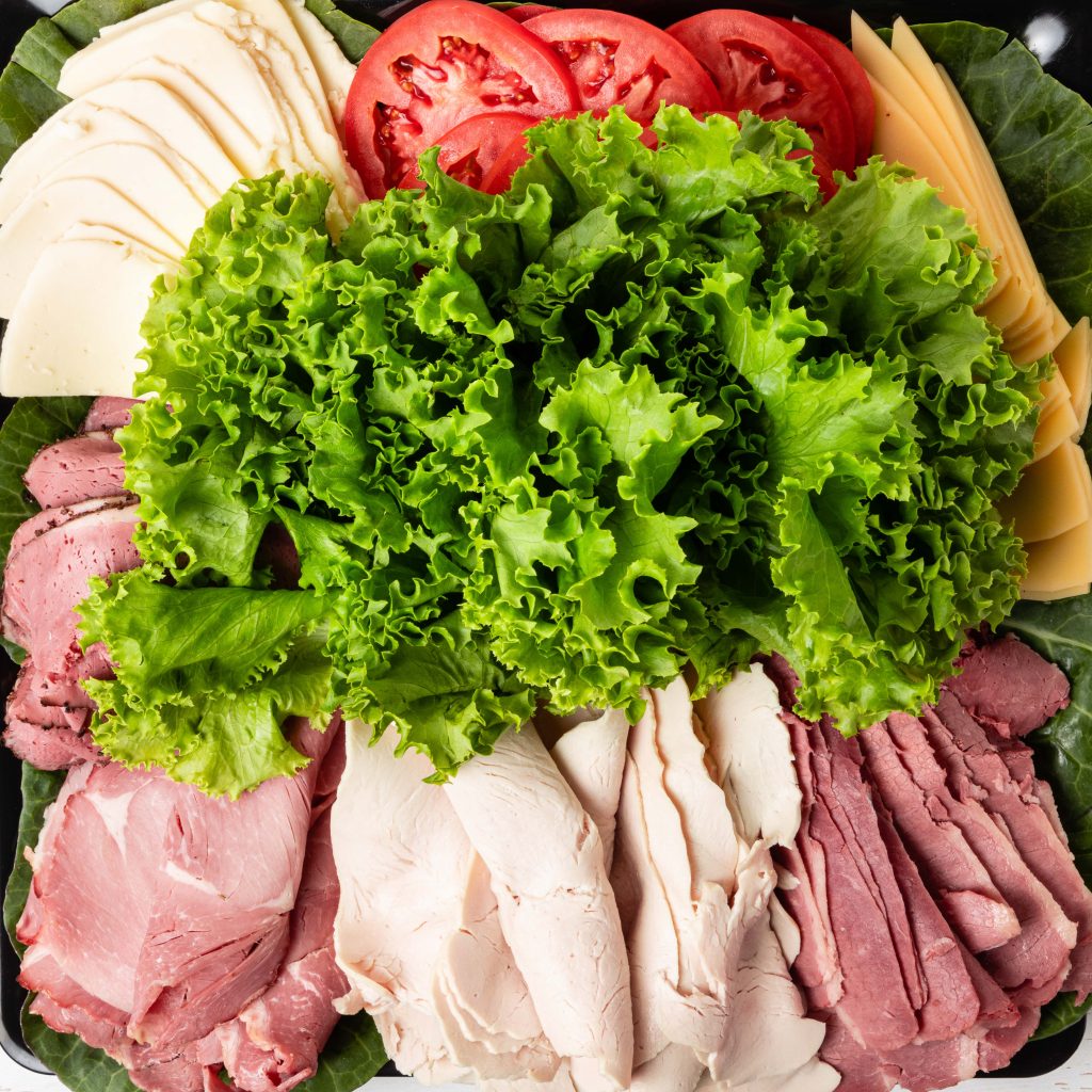a photo of our Complete Classic Deli Tray, which includes Fra' Mani Rosemary Ham