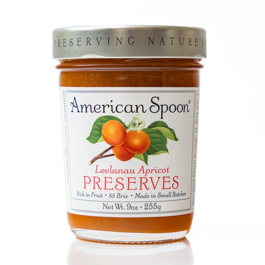 A photo of a jar of American Spoon Leelanau Apricot Preserves.