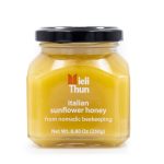 Superb Sunflower Honey from Italy A photo of a jar of Mieli Thun Italian Sunflower Honey.