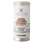 Dark Chocolate Matzo Bark from Fruition A photo of a tin of Fruition's Matzo Bark.